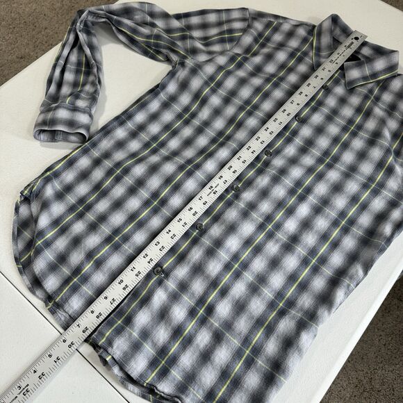 Vince Mens Shirt Medium Gray Shadow Classic Fit Plaid Flannel Country Preppy - Picture 5 of 12